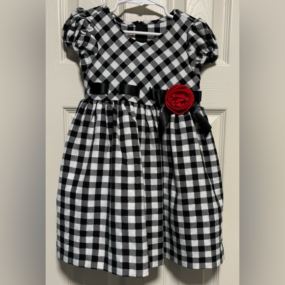 Ashley Ann Other - Girls Buffalo Check Holiday Party Dress Red Rosette Puff Sleeve 4T